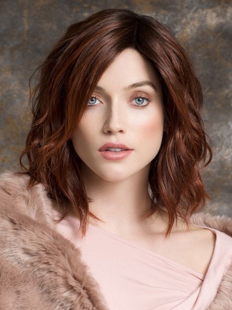 Spirit Wig by Ellen Wille | Human Hair and Synthetic Blend Spirit by Ellen Wille is a sophisticated yet playful mid-length bob. The Spirit is created with Ellen Wille's new and innovative Prime Hair. Prime hair is a proprietary composition of Human Hair enhanced with Premium Synthetic fiber which allows for longer lasting vibrancy of the colors. Prime hair is also styleable and due to the premium synthetic fiber (which withstands heat up to 350), any style you give these wigs will hold much long Auburn Balayage, Blend Wig, Haircut Types, Auburn Hair, Trending Hairstyles, Stylish Hair, Remy Human Hair, Balayage Hair, Prom Hair