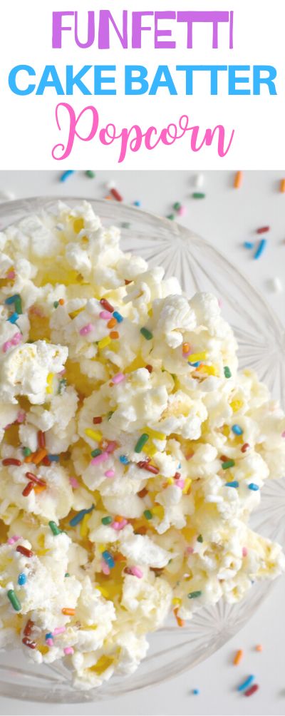 Drizzled Popcorn Recipe, Funfetti Cake Filling Ideas, Diy Flavored Popcorn, Diy Flavored Popcorn Recipes, Popcorn Flavor Recipes, Funfetti Snacks, Flavor Popcorn Recipes Easy, Cake Batter Popcorn Recipe, Desert Popcorn