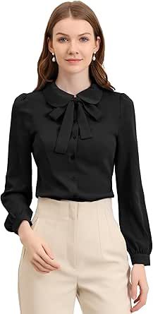 Allegra K Women's Peter Pan Collar Blouse Bow Tie Neck Vintage Button Up Shirt Vintage Button Up Shirt, Pan Collar Blouse, Peter Pan Collar Blouse, Collar Blouse, Vintage Button, Pan Collar, Blouse Vintage, Peter Pan Collar, Tie Neck