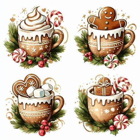 Hot Coco Drawing, Free Gingerbread Printables, Gingerbread Man Painting, Gingerbread Drawing, Gingerbread Images, Gingerbread Clipart, Brown Mugs, Coffee Christmas, Gingerbread Christmas Decor