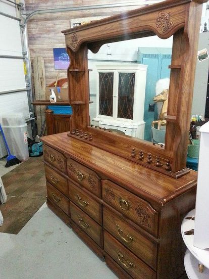 BIG & Chunky 80's Dresser Re-Creation #2 - I FOUND another one.... This is Big and Chunky 80's dresser Re-Creation #2. I wish I could find the waterbed to go wi… Dresser Mirror Repurposed, Ornate Dresser Makeover, Big Dresser, 80s Furniture, 80s Bedroom Furniture, Furniture Repurposing, 80s Bedroom, Wooden Bedroom Furniture, Repurposed Dresser