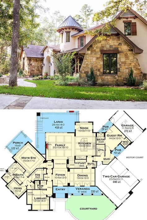 Fairytale Home Floor Plans, Cozy House Blueprint, Fairy House Floor Plans, House Plans English Cottage, Cottage Home Plans Two Story, Large Cottage Style House Plans, Cottage House Floor Plans Layout, Cottage Layouts Floor Plans, House With Tower Floor Plans