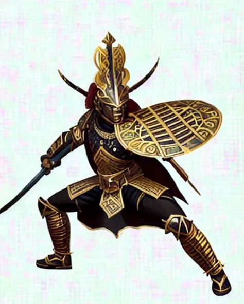 Full body shot of an African Benin Warrior in int - starryai African Warrior Character Design, Benin Warrior, African Warrior Art, People Anime, African Warrior, Medieval Clothes, African Designs, Knight Games, Male Character