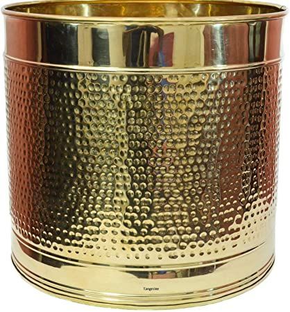 TANGERINE Brass Hammered Design Planter/Plant Container with Lacquer Finish- (Size: Dia- 14 x Height- 11.5 inches) Big Planters, Rope Plant, Metal Flower Pots, Flower Pot Art, Decoration House, Golden Design, Succulents Decor, Outdoor Plant, Brass Planter