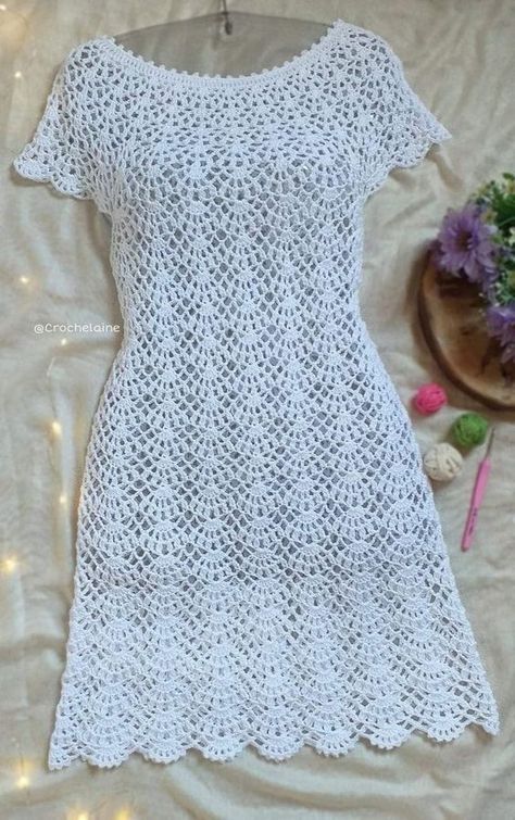 Crochet Dress Pattern Free, Crochet Summer Dresses, Crocheted Dress, Baby Boy Knitting Patterns, Crochet Sweater Pattern Free, Crochet Skirts, Crochet Ladies Tops, Easy Crochet Baby, Crochet Dresses