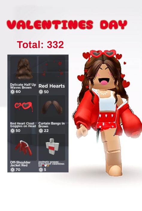 Valentine Roblox Avatar, Roblox Valentines Outfit, Off Shoulder Jacket, Preppy Roblox, Valintines Day, Funny Lock Screen Wallpaper, Preppy Aesthetic Outfits, Heart Wave, Roblox Skin