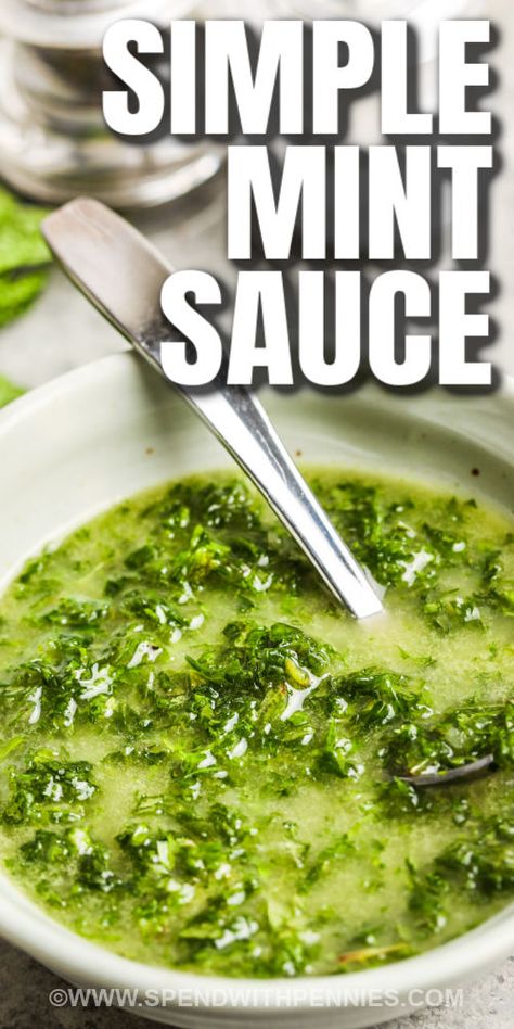 For a taste of India, try this gourmet level Mint Sauce that is perfect for serving alongside roast chicken, but is especially perfect paired with lamb. Whether serving lamb chops or a roast, mint sauce is the best accompaniment. The fresh homemade flavor is what makes this a go-to recipe, and the ingredients are simple and ideal. #mintsauce #recipeforlamb #recipehomemade #spendwithpennies Sauce For Lamb Chops, Mint Sauce For Lamb, Boneless Lamb Leg Recipe, Easy Cranberry Sauce, Lamb Leg Recipes, Simple Eating, Oxtail Recipes, Balsamic Pork, Lamb Chop Recipes