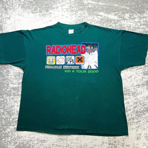 Radiohead “Kid A” Album Tour vintage tee (2000) via @kieranskloset Radiohead Tee, Radiohead Tshirt, Radiohead Kid A, Kid A, Vintage Graphic Tees, Graphic Design Images, Graphic Tees Vintage, July 16, Radiohead