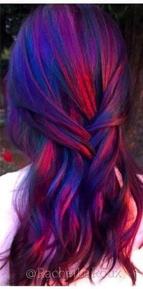 Hair Colors Blue, Blue And Red Hair, Red Purple Hair, Royal Blue Hair, Blue Purple Hair, Diy Hair Dye, Purple Hair Color, Blue Ombre Hair, Dyed Hair Purple