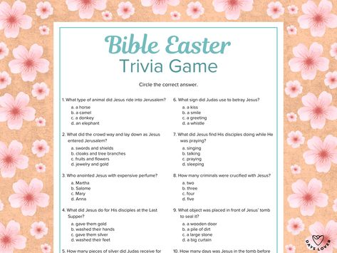 Celebrate the true meaning of Easter with this engaging trivia game! Learn more about Jesus' final days before the Resurrection. This printable game is great for families, Sunday school classes, church youth groups, and women's and men's ministries.  This printable is perfect for kids, teens, and adults. It is ideal for homeschooling, Christian classrooms, and Easter gatherings.  Print, play, and celebrate the life of Jesus with this meaningful activity! ⚪ 𝐖𝐡𝐚𝐭 𝐃𝐨 𝐘𝐨𝐮 𝐆𝐞𝐭? You will r Easter Trivia, True Meaning Of Easter, Christian Classroom, Church Youth Group, The Life Of Jesus, Easter Gathering, Youth Groups, Church Sunday, Youth Group Games