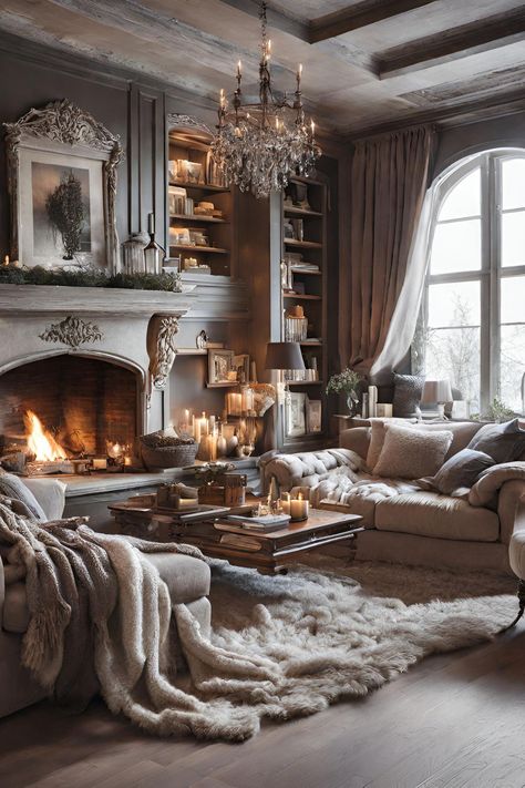 French Chalet Interiors, Beautiful Living Rooms Cozy, Winter Living Room Decor Cozy, Warm Interior Design Cozy Living Rooms, Summer Room Ideas, Aesthetic Work Desk, Room Inspo Aesthetic, Modern Teen Boy Bedroom, Vibey Apartment