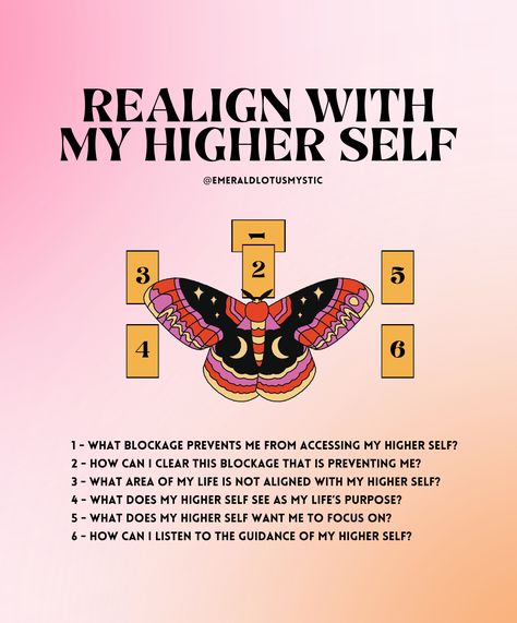 🦋 What is your Higher Self? 🦋
Your higher self is the most authentic and enlightened version of you. 

It represents our true essence, beyond ego and external influences, embodying wisdom, intuition, and spiritual guidance. 

Connecting with our higher self allows us to align with our soul's purpose. It enables us to make decisions that reflect our true values. This allows us to navigate life with greater clarity and compassion. 

It's he part of us that is always connected to the divine... Self Tarot Spread, My Higher Self, Tarot Reading Spreads, Tarot Card Spreads, Astrology Libra, Witch Spirituality, Tarot Spread, How High Are You, Your Higher Self