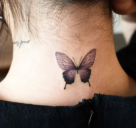 Latest 60 Neck Tattoos for Women with Meaning and Images - Tips and Beauty Beautiful Butterfly Tattoos For Women, Tattoo On Back Of Neck, Butterfly Tattoo On Back, Back Of Neck Tattoos For Women, Neck Tattoo Women, Butterfly Neck Tattoo, Best Neck Tattoos, Small Neck Tattoos, Side Neck Tattoo