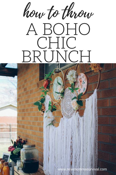 How to Throw a Boho Chic Spring Brunch | My Mountain Wild Boho Graduation Party Ideas, Diy Mimosa Bar, Diy Mimosa, Boho Brunch, Boho Chic Party, Boho Party Decorations, Boho Birthday Party, Girls Brunch, Chic Bridal Showers