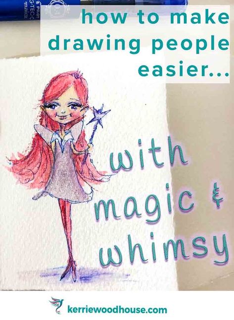 How To Draw Whimsical Faces, Whimsy Art Ideas, Whimsical Art Illustrations, How To Draw Figures, Draw A Fairy, Whimsical Art Drawings, Draw Figures, Figure Drawing Practice, Make Drawing