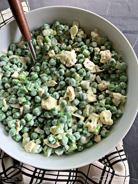 Pea Salad with Cauliflower - A Unique Twist on the Ordinary Pea And Cauliflower Salad, Crisp Cauliflower, Cauliflower Salads, Salad With Cauliflower, Snow Peas Recipe, Peas Recipes, Recipe Cauliflower, Pea Salad Recipes, Dill Recipes