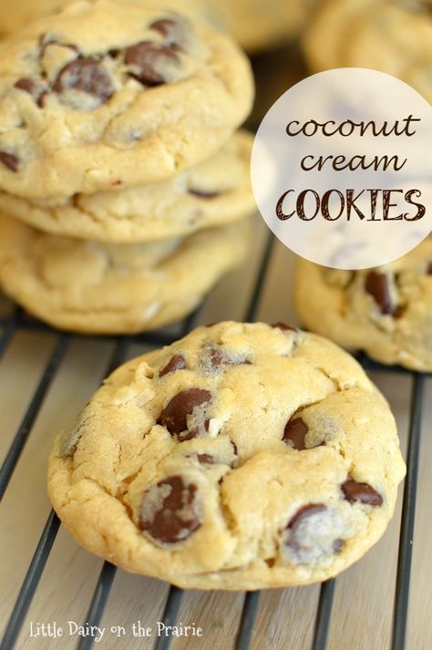 Chocolate Chip Pudding, Coconut Cookies Recipes, Oatmeal Coconut Cookies, Coconut Chocolate Chip Cookies, Chocolate Chip Pudding Cookies, Coconut Cheesecake, Coconut Pudding, Cake Mix Cookie Recipes, Chocolate Peanut Butter Cookies