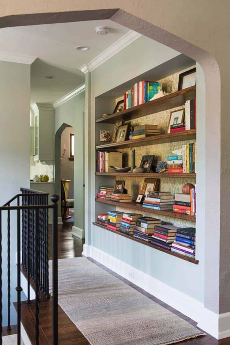 Charming Tudor home gets a beautiful refresh in the Midwest Tudor Home, House Of Turquoise, Interior Pictures, Tudor House, Backyard Spaces, Built In Bookcase, Book Storage, Cottage Design, Interior Photo