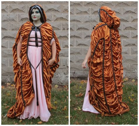 Just Another Crafting Blog: Lily Munster Gothic Ruched Cloak Tutorial Lily Munster Costume, Munster Costume, Cloak Tutorial, Lily Munster, Cape Costume, Silk Chiffon Fabric, Costume Patterns, Cosplay Characters, Medieval Fashion