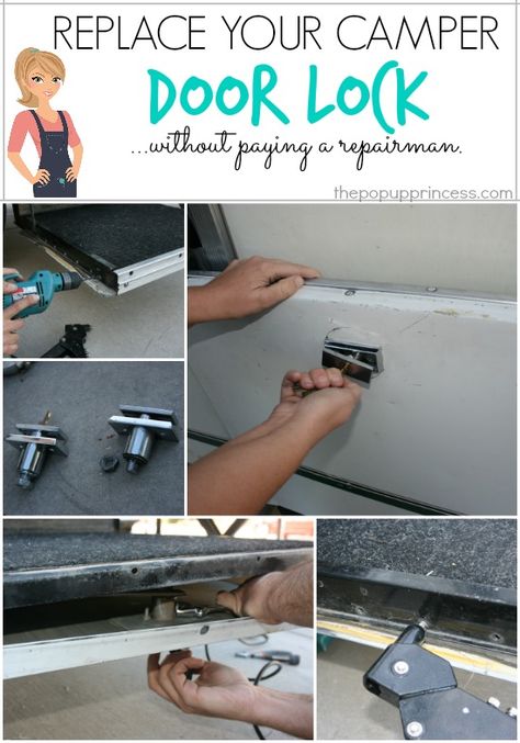 Replace the Lock on Your Pop Up Camper Stepper Door {Without Hiring a Repairman!} Tent Trailer Camping, Pop Up Remodel, Pop Up Camper Ideas, Pop Up Camper Remodel, Pop Up Camper Trailer, Popup Camper Remodel, Pop Up Tent Trailer, Pop Up Camping, Camper Maintenance