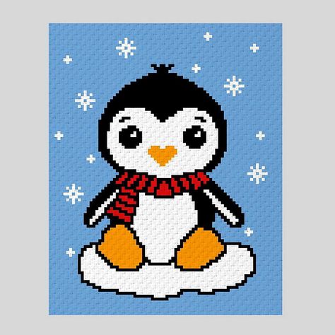 Penguin Crochet Blanket Pattern - Craft ideas One Piece Penguin, Penguin Blanket, Crochet Blanket Sizes, Penguin Crochet, Penguin Baby, Crochet Penguin, Corner To Corner Crochet, Crochet Afghan Patterns Free, Scarf Ideas