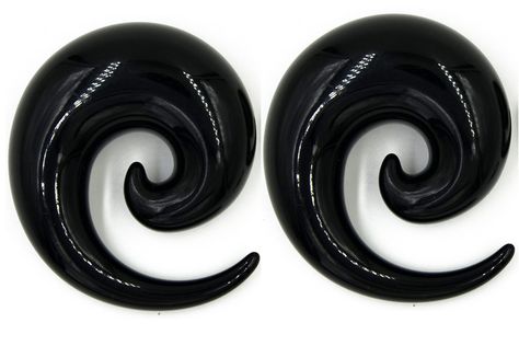 Zaya Body Jewelry Pair of Black Ear Plugs Tapers Spirals Horseshoes Tapers Gauges 24mm 22mm 20mm 18mm 16mm 14mm 12mm 11mm 10m Tapers And Plugs, Edgy Accessories, Ear Tunnels, Body Jewelry Piercing, Jewelry Images, Black Acrylic, Ear Plugs, Selling Jewelry, Piercing Jewelry