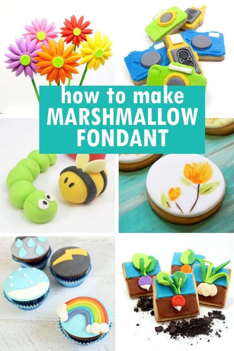 How to make your own marshmallow fondant for cookie, cupcake, and cake decorating. Marshmallow Fondant Decorations, Small Batch Fondant Recipe, Small Batch Marshmallow Fondant, Marshmallow Fondant Recipe, Homemade Marshmallow Fondant, Incredible Desserts, Fondant Crown, Frosting Ideas, Piping Frosting