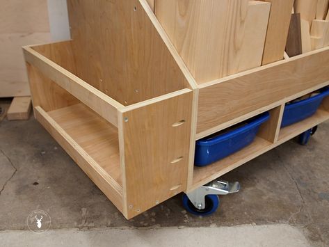 Small Lumber Storage Cart, Scrap Wood Storage Cart, Lumber Cart Plans, Scrap Wood Cart, Plywood Cart, Lumber Storage Cart, Diy Lumber Storage, Wood Storage Cart, Lumber Cart