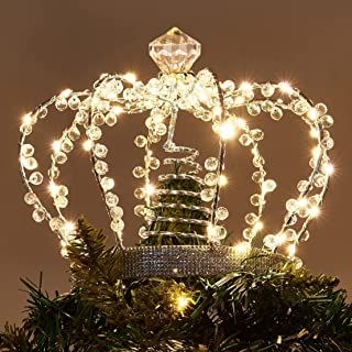 Light Up Tree Topper, Unique Tree Toppers, Christmas Toppers, Christmas Crown, Light Up Tree, Christmas Topper, Warm White Led Lights, Christmas Tree Topper, Clear Beads