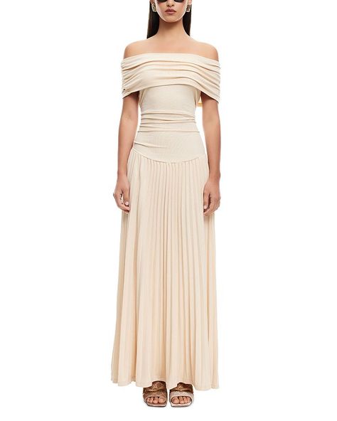 Lioness Field Of Dreams Off-the-Shoulder Maxi Dress Women - Bloomingdale's Off The Shoulder Long Sleeve Dress, Shimmery Dresses, Lioness Dress, Baby Shower Dress, Shimmery Dress, Field Of Dreams, Baby Shower Dresses, School Clothes, Wedding 2024