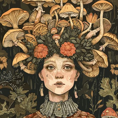 A little bit of surrealism on our mushroom lady. 🍄🌻 . . #plant #plantbased #plantlady #plantladylife #cottagecore #cottagecoreaesthetic #urbanjungle #mushrooms #mushrooms🍄 #mushroomlove #mushroom #greenliving #florist #gardening #gardendesign #natureart Mushroom Lady, Cottage Core Aesthetic, Plant Lady, Urban Jungle, Inspirational Wall Art, Green Living, Plant Lover, Cool Walls, Botany