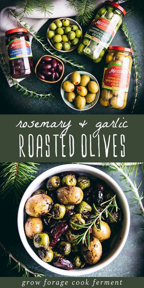 Roasted Olives Appetizer, Warm Olives, Black Olives Recipes, Olive Snack, Baked Olives, Olive Appetizer, Roasted Olives, Holiday Dinner Table, Olive Dishes