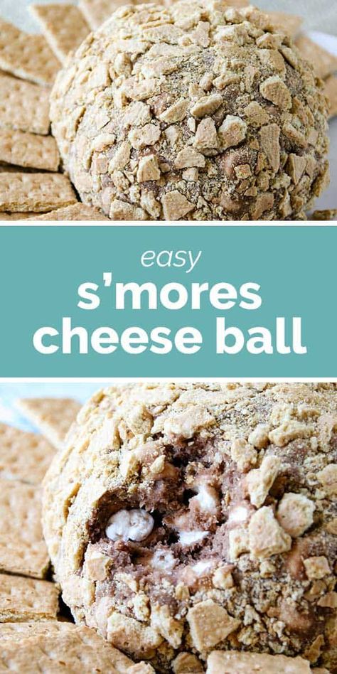 This S’mores Cheese Ball is filled with all of the flavors of s’mores in a fun party dessert. Serve with graham crackers and watch it get devoured! Graham Balls, Great Dinner Ideas, Cookie Flavors, Party Desserts, Cheese Ball, S Mores, Desert Recipes, Watch It, Graham Crackers