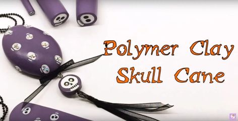 Halloween Polymer Clay Canes, Gothic Polymer Clay Ideas, Skull Cane, Clay Skull, Fimo Art, Clay Tips, Simple Skull, Clay Arts, Clay Cane