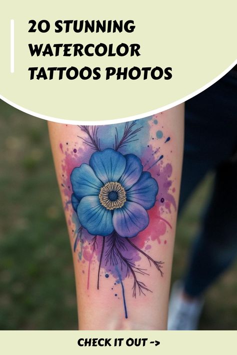 20 Stunning Watercolor Tattoos Photos Color Wash Tattoo, Watercolor Sleeve Tattoo, Paint Splatter Tattoo, Tattoos Artistic, Bright Colorful Tattoos, Splatter Tattoo, Watercolor Tattoo Sleeve, Feminine Watercolor, Unique Wrist Tattoos