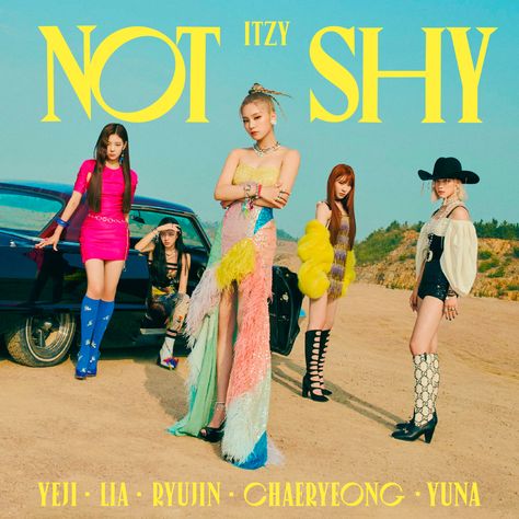 Not Shy Album Cover, Album Cover Spotify, Itzy Poster, Wanted Poster, Kpop Posters, Yearbook, Album Covers, Mini Albums, Photo Cards