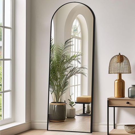 LunaMirror Full Length Mirrors Free Standing Floor Mirror Full Body Wall Mirror for Bedroom Living Room and Entrance, Arch Black Frame, 147x44 CM Large Bedroom Mirror, Black Arch Mirror, Arched Full Length Mirror, Arched Floor Mirror, Full Length Mirror Stand, Large Floor Mirror, Mirror With Stand, Floor Length Mirror, Floor Standing Mirror