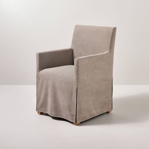 HEARTH & HAND Canvas Slipcover Dining Chair, Gray nwt Fabric Covered Dining Chairs, Upholstered Dining Chairs With Arms, Slip Cover Dining Chairs, Dining Chair Upholstery Ideas, Slipcover Dining Chairs, Slipcovered Dining Chairs, Slip Covered Dining Chairs, Eagle Flight, Slipcover Dining Chair