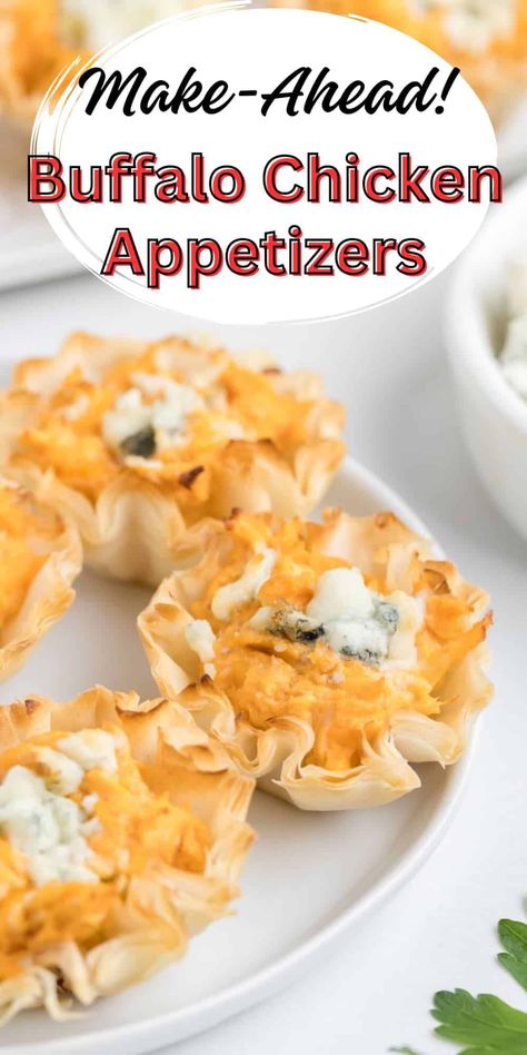 Canned Chicken Appetizers, Chicken Bite Appetizers, Appetizer Recipes Chicken, Chicken Bites Appetizers, Buffalo Chicken Roll Up, Buffalo Chicken Appetizers, Phyllo Shells, Buffalo Chicken Rolls, Buffalo Ranch Chicken