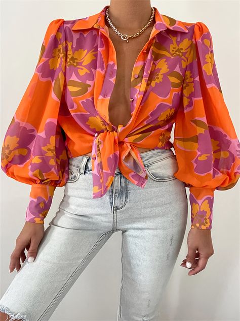 Faster shipping. Better service Lantern Sleeve Shirt, Top In Pizzo, Bishop Sleeve Blouse, Chiffon Cardigan, Lantern Sleeved Blouses, Puff Long Sleeves, Style Cardigan, Loose Shirts, Chiffon Shirt