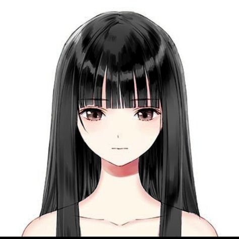 Anime Bangs Haircuts Drawing, Long Hair With Bangs Drawing Reference, Front Bangs Drawing, Straight Bangs Drawing, Hair With Bangs Drawing Reference, Straight Hair With Bangs Drawing, Anime Bangs Haircuts Irl, Hime Cut Drawing, Anime Hair With Bangs