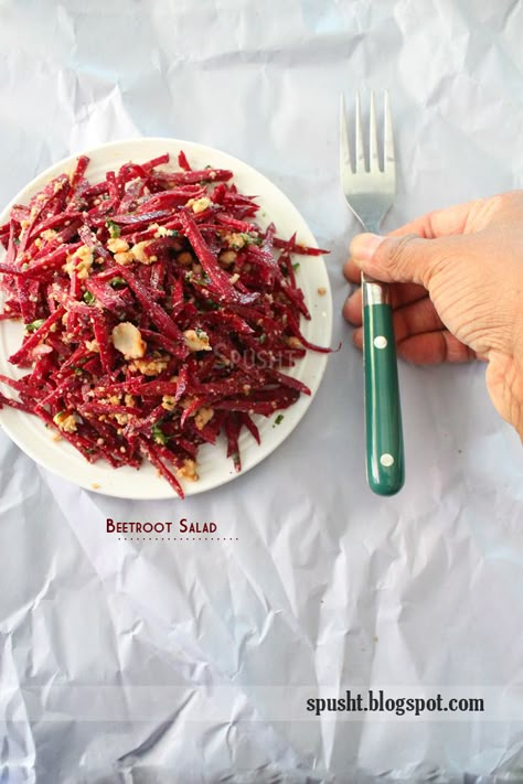 Salads With Beetroot, Beetroot Recipes Salad With Chutney, Easy Simple Salad, Raw Beetroot Salad Recipes, Sweet And Sour Beetroot Salad, Beetroot Walnut Salad, Simple Salad Recipes, Indian Salad, Salad Making