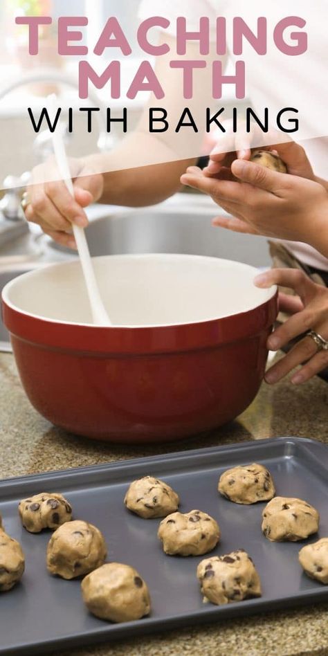 Get your kids in the kitchen to teach math by baking! Baking is so much math, from fractions to time and so much more - teach kids of all ages math by baking cookies! School Baking Ideas, Cooking Activities For Kids, Baking Activities, Homeschool Adventures, Cooking Activities, Cooking In The Classroom, Baking Measurements, Fall Baking Recipes, Kids Math