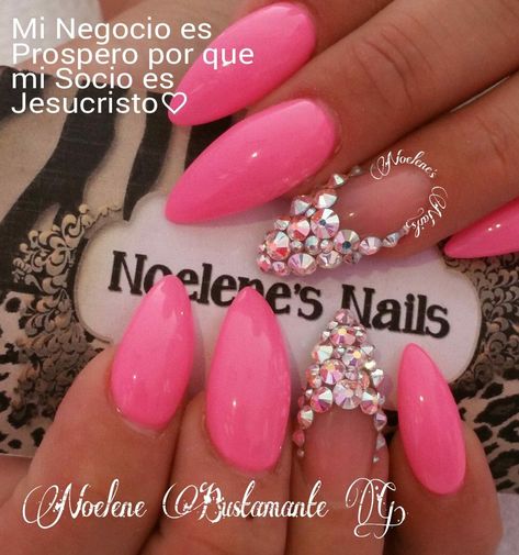 Hot Pink acrylic nails with rhinestones Pink Acrylic Nails Prom, Prom Nails Hot Pink, Jell Nails, Hot Pink Acrylic Nails, Acrylic Nails With Rhinestones, Nails Hot Pink, Tropical Vacation Nails, Nails With Rhinestones, Natural Nail Art