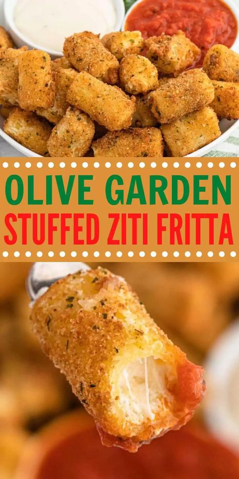 Olive Garden Ziti Fritta, Stuffed Ziti Fritta, Stuffed Ziti, Olive Garden Appetizers, Olive Garden Copycat Recipes, Copycat Recipes Olive Garden, Olive Garden Copycat, Eating On A Dime, Olive Garden Recipes