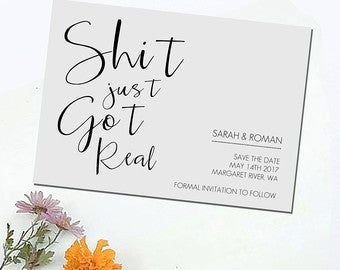 Little Prints by LittlePrintsStore on Etsy Funny Save The Date Ideas For Weddings, Funny Wedding Invitations Humor, Funny Wedding Decor, Funny Wedding Invites, Wedding Invitation Funny, Funny Invitation Card, Frat Wedding, Fun Wedding Invitation Wording, Invitation Wording Wedding