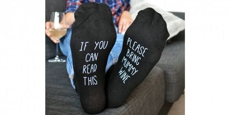 'Please Bring Mummy Wine' Socks @ Not On The High Street Personalised Socks, Wine Meme, Wine Socks, Cheeky Gifts, 9gag Funny, Personalized Socks, Hidden Messages, Funny Animal Quotes, Hidden Message