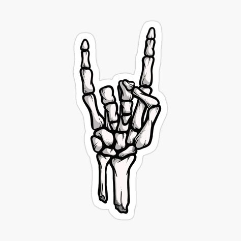 Hands Tattoo, Metal Horns, Hand Raised, Heavy Metal Rock, Halloween Stickers, Hand Tattoos, Heavy Metal, Skeleton, Vinyl Decal Stickers