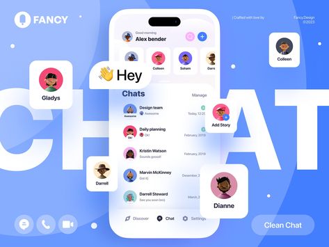 Clean Chat app (Mobile UX/UI) by Ruslan Kulikov for FANCY on Dribbble Chat Ui Design Mobile, Ux Laws, Ux Design Mobile, Creative Leadership, Mobile Ux, Widget Design, Dashboard Design, App Ui Design, Chat App