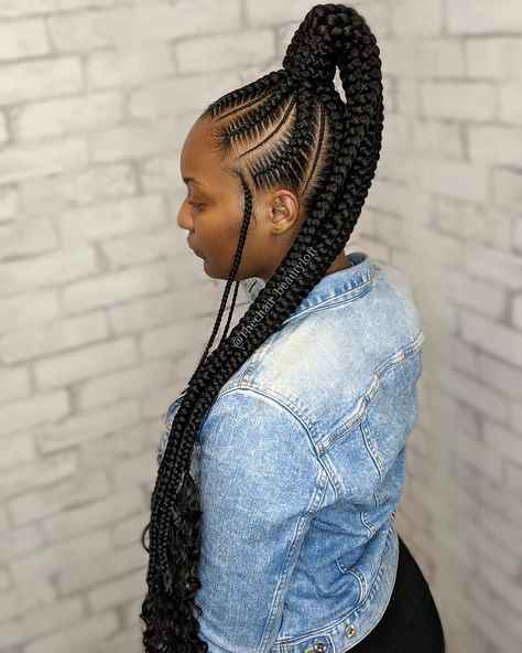 Top braided hairstyles for women in 2020 featuring stitch lines, cornrows, knotless braids and more. Stitch Lines Hairstyle, Lines Hairstyles, Feed In Braids Ponytail, Cutest Hairstyles, Cornrow Ponytail, Feed In Braids, Braids Ponytail, Natural Braided Hairstyles, Feed In Braids Hairstyles